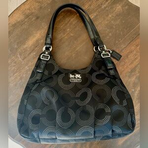 Coach Madison Dotted Op Art Gray Sateen Hobo Shoulder Bag K1020-16505